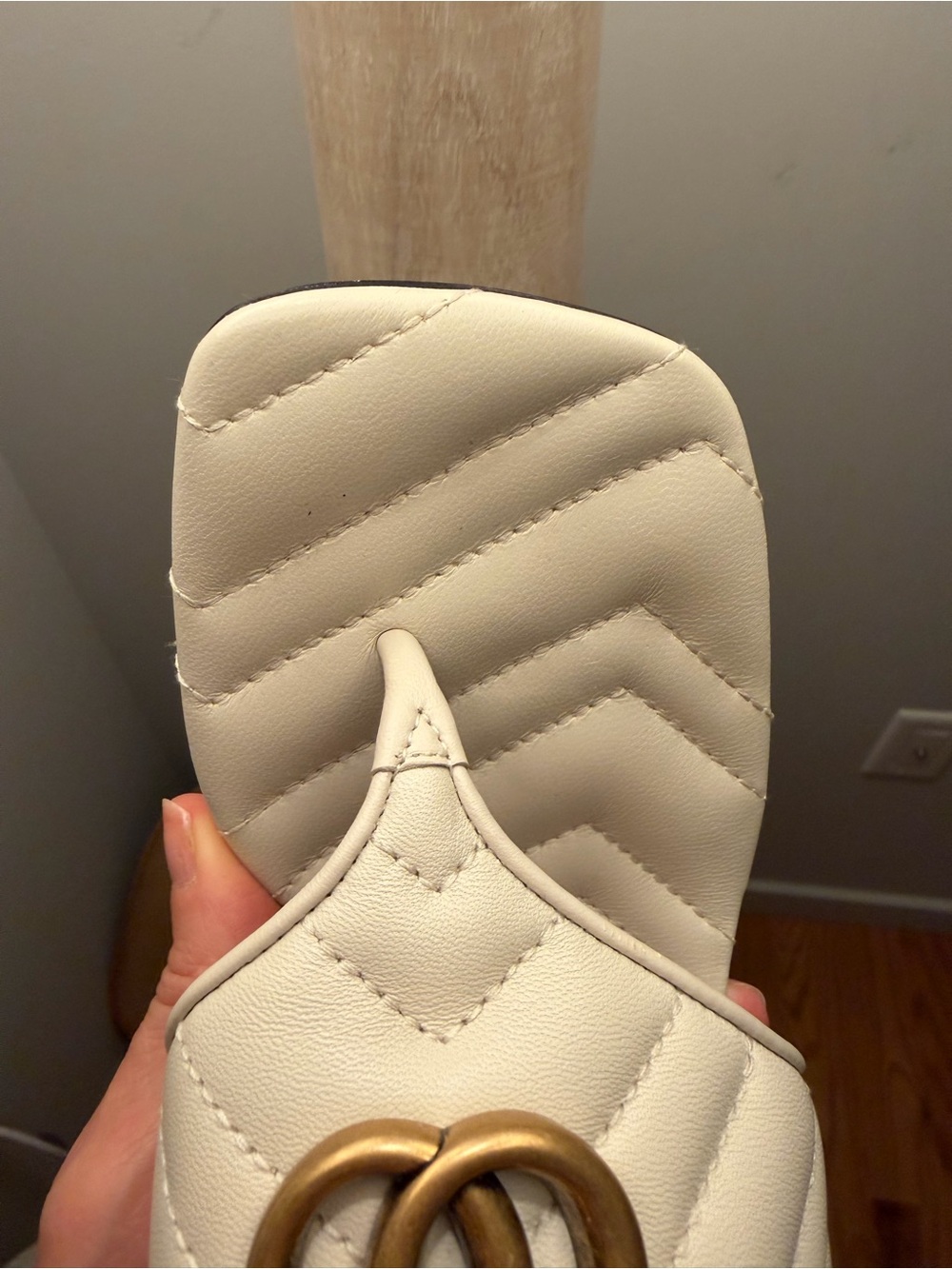 Gucci Cream Quilted Leather GG-Logo Mule Heels - Picture 9 of 10